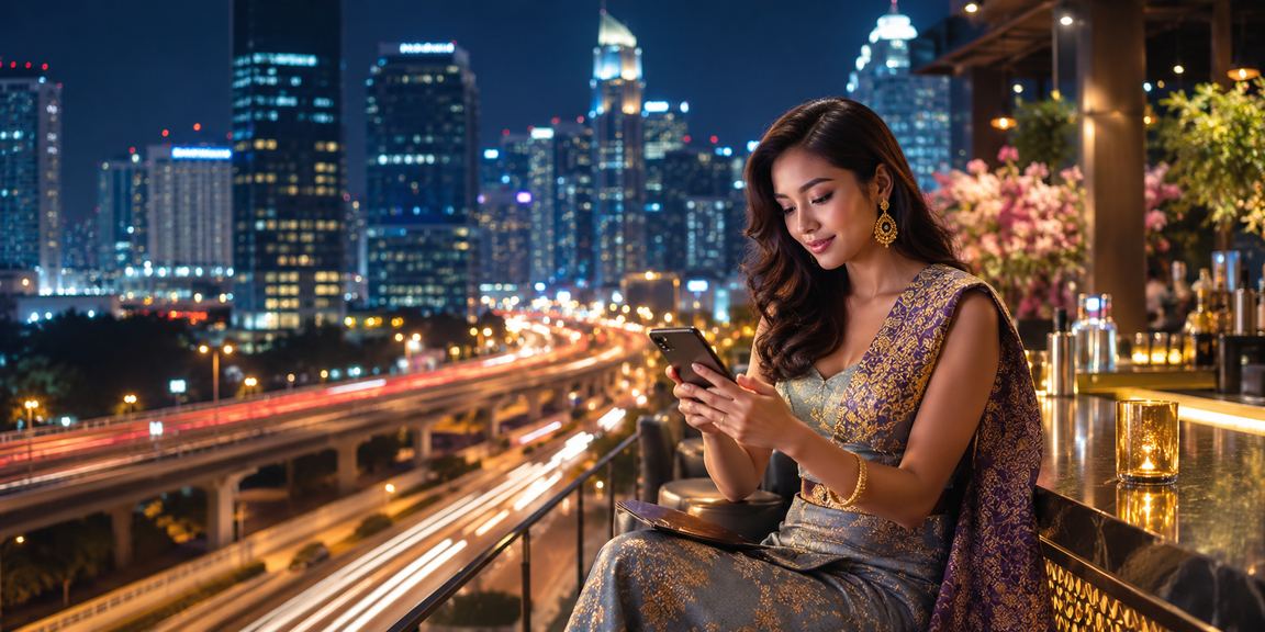 Pemain kasino mobile merayakan kemenangan bonus di malam festival